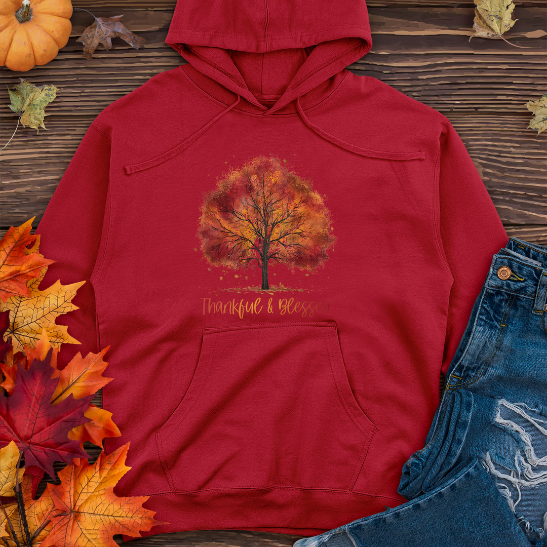 Thankful & Blessed Autumn Tree Midweight Hooded Sweatshirt