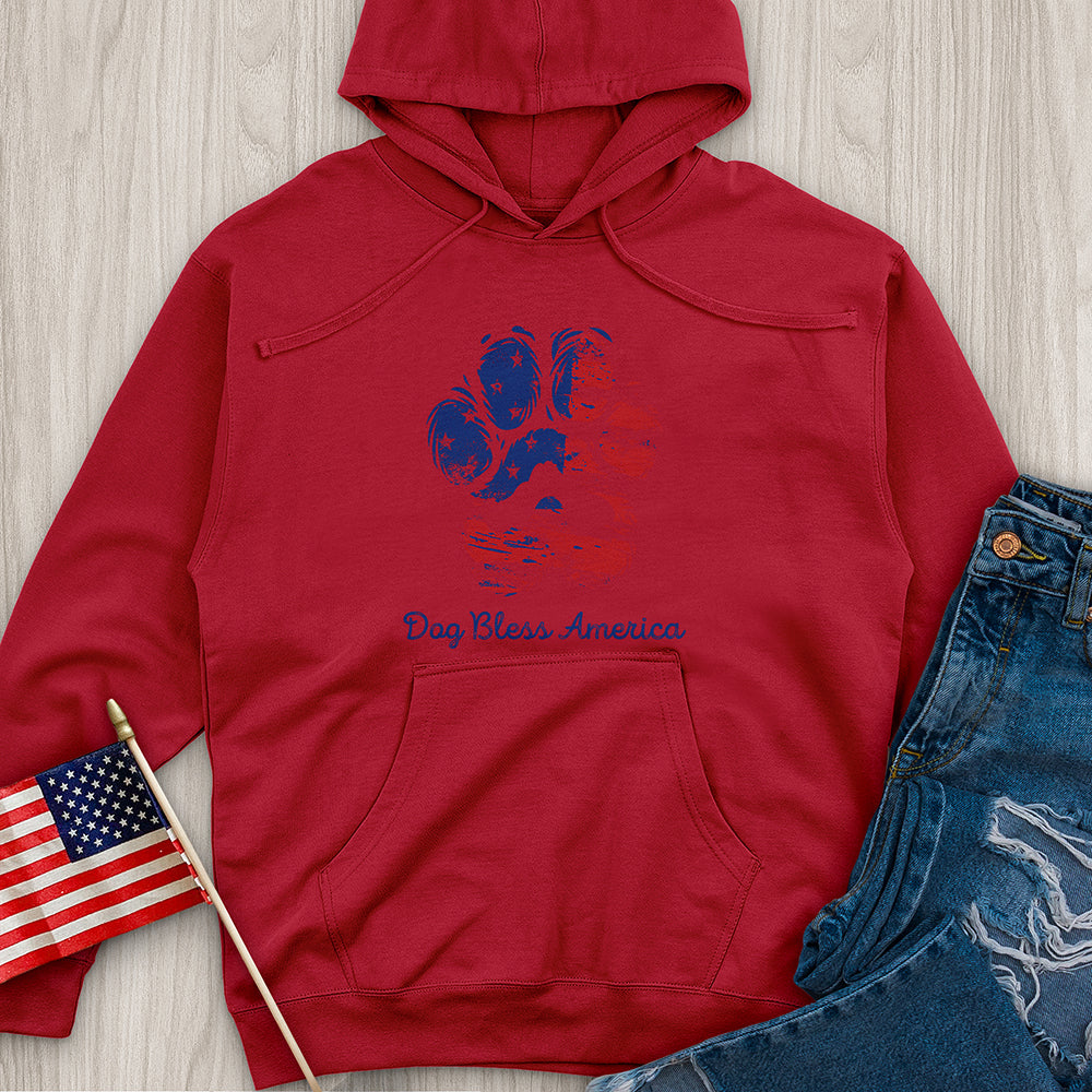 Dog Bless America Midweight Hooded Sweatshirt