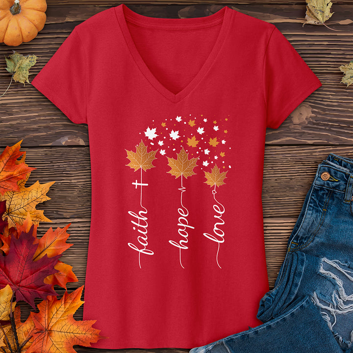 Faith Hope Love Autumn V-Neck Tee