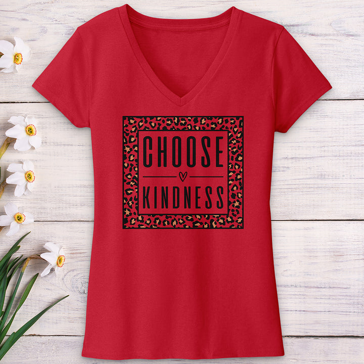 Choose Kindness Leopard V-Neck Tee