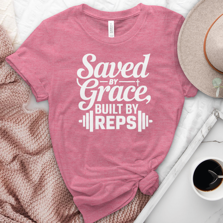 Saved By Grace Built By Reps Heathered Tee