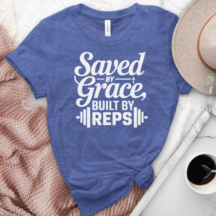 Saved By Grace Built By Reps Heathered Tee