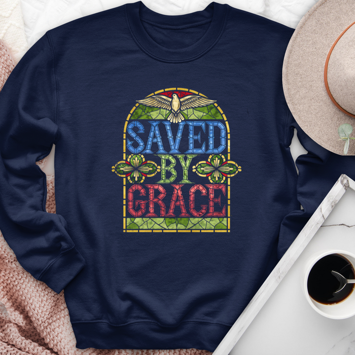 Saved By Grace Stained Glass Crewneck