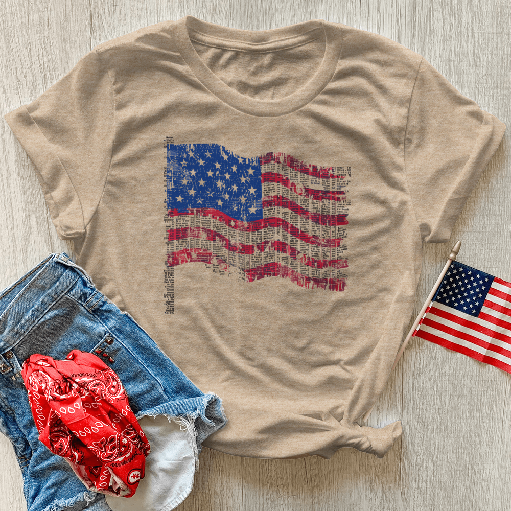 Scripture Liberty Flag Heathered Tee