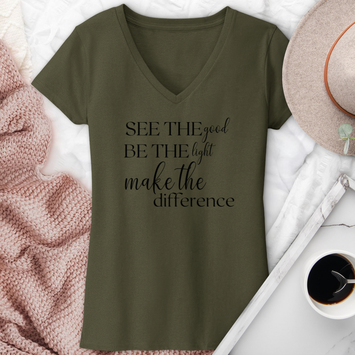 See The Good Be The Light V-Neck Tee