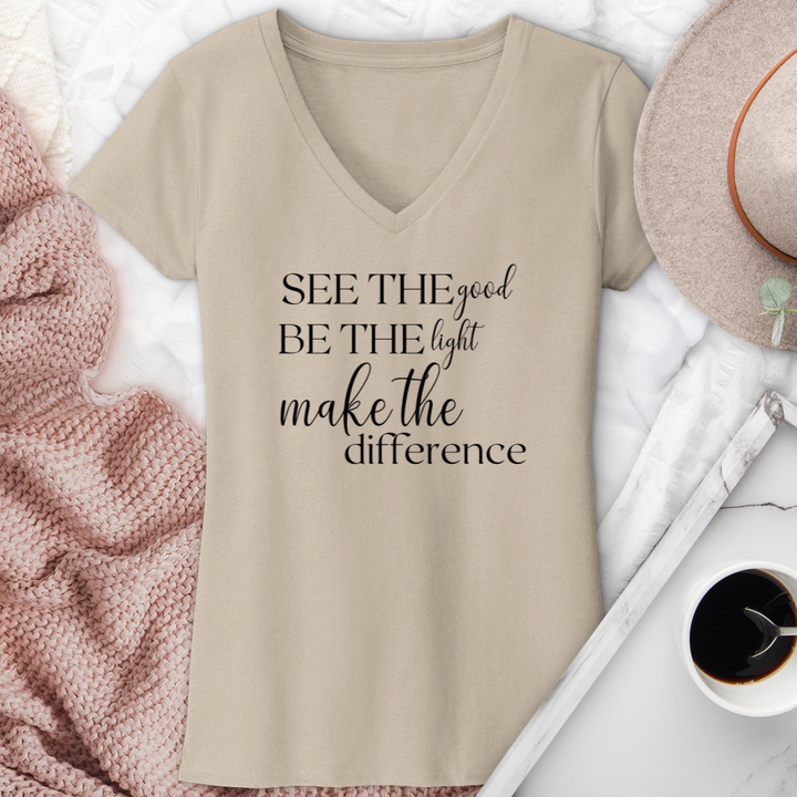 See The Good Be The Light V-Neck Tee