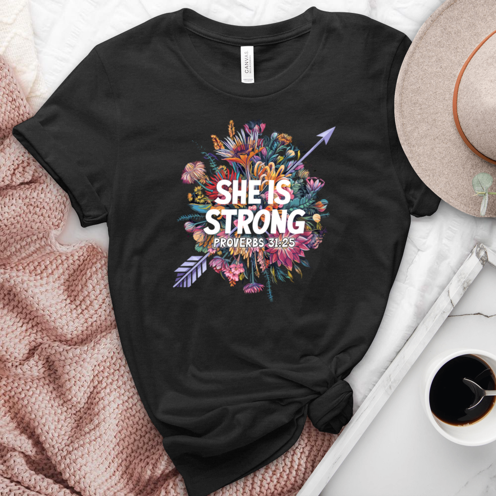 She Is Strong Heathered Tee