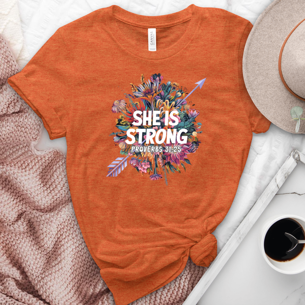 She Is Strong Heathered Tee