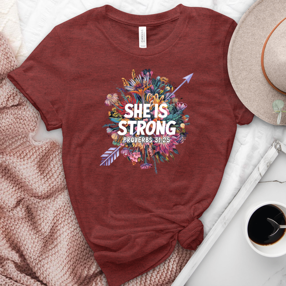 She Is Strong Heathered Tee