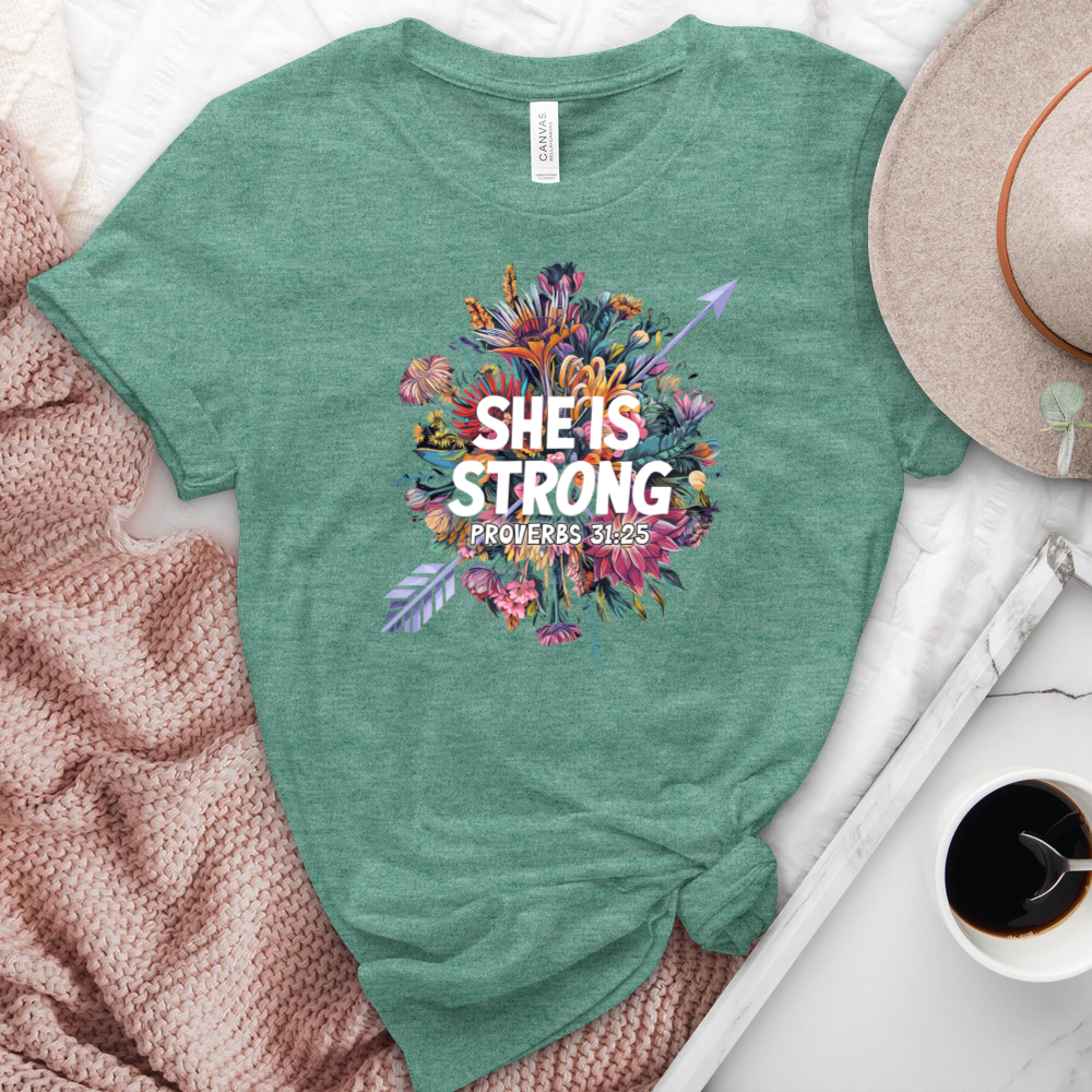 She Is Strong Heathered Tee