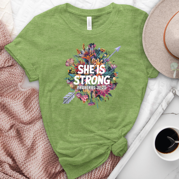 She Is Strong Heathered Tee