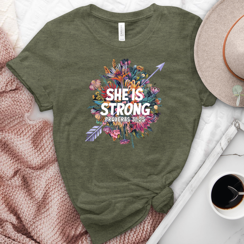 She Is Strong Heathered Tee