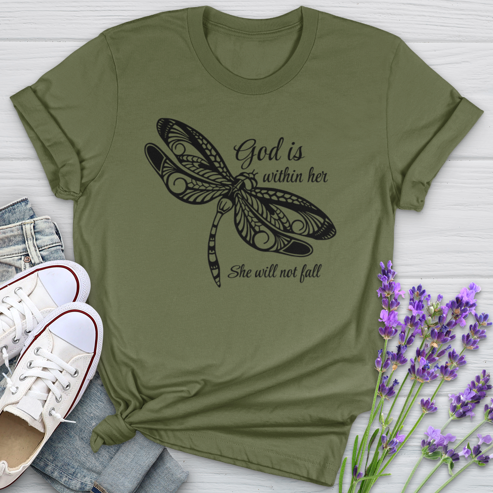 She Will Not Fall Dragonfly Softstyle Tee