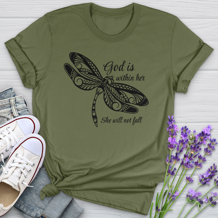 She Will Not Fall Dragonfly Softstyle Tee