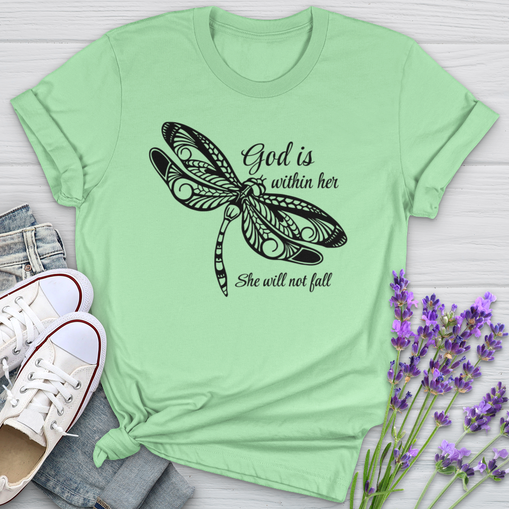 She Will Not Fall Dragonfly Softstyle Tee