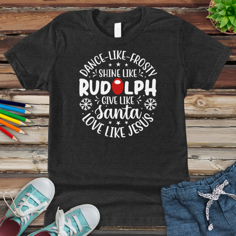 Shine Like Rudolph Youth Heathered Tee