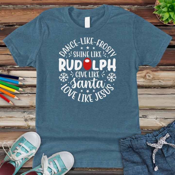 Shine Like Rudolph Youth Heathered Tee