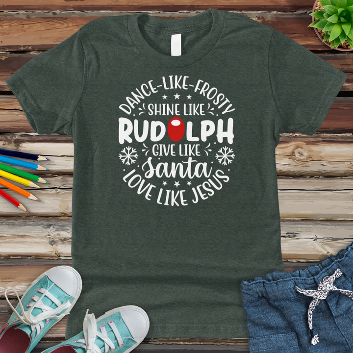 Shine Like Rudolph Youth Heathered Tee