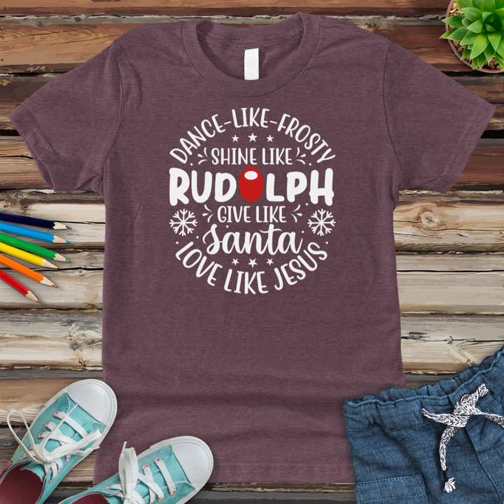 Shine Like Rudolph Youth Heathered Tee