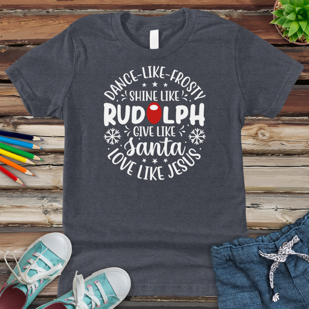 Shine Like Rudolph Youth Heathered Tee