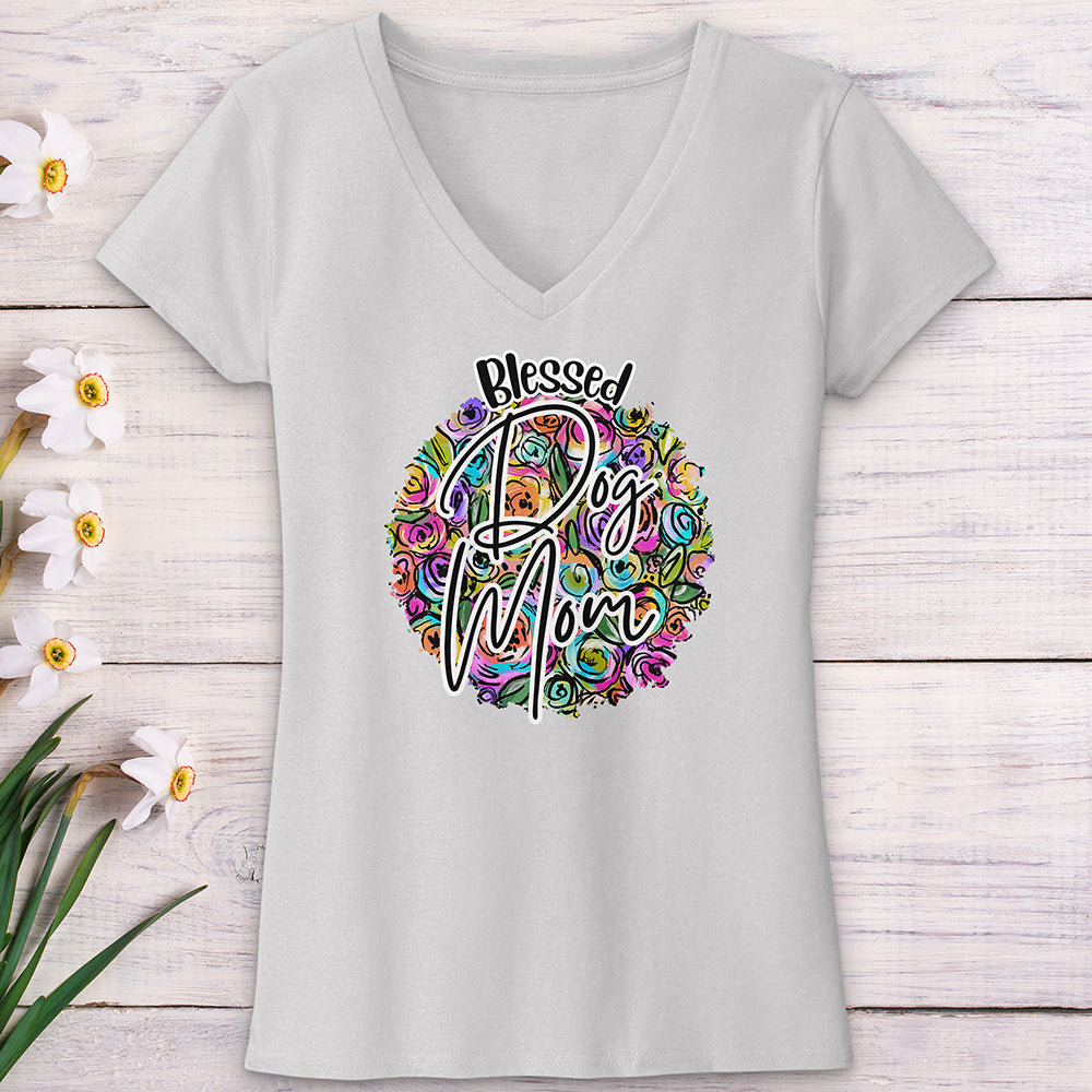 Blessed Dog Mom V-Neck Tee