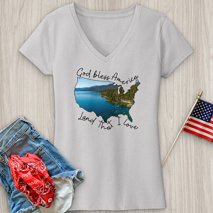 Lake With Boats On It V-Neck Tee