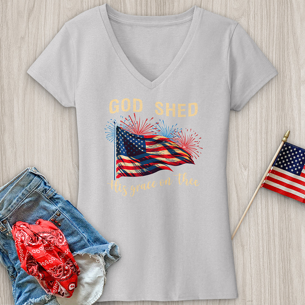 God Shed Firework Flag V-Neck Tee