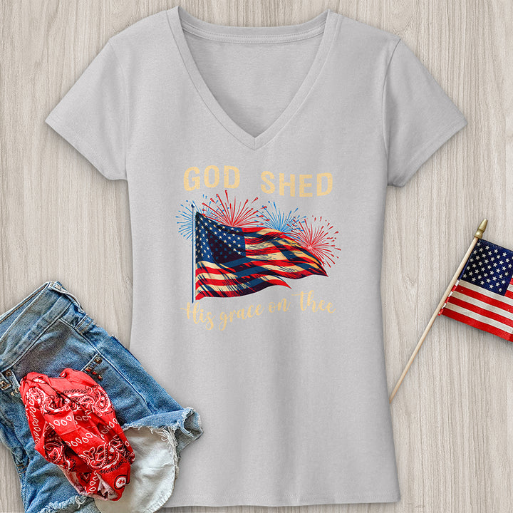 God Shed Firework Flag V-Neck Tee