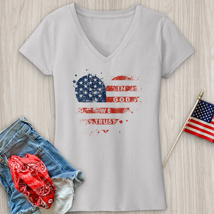 In God We Trust Heart V-Neck Tee