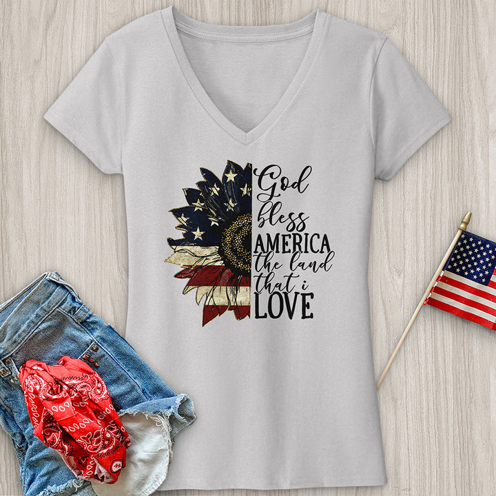 Land That I love Sunflower V-Neck Tee