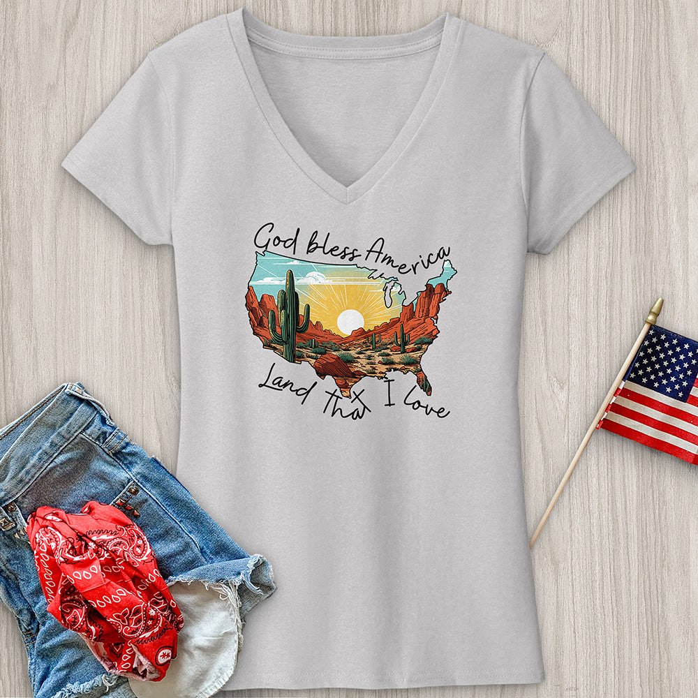 God Bless Flower Desert Variation V-Neck Tee