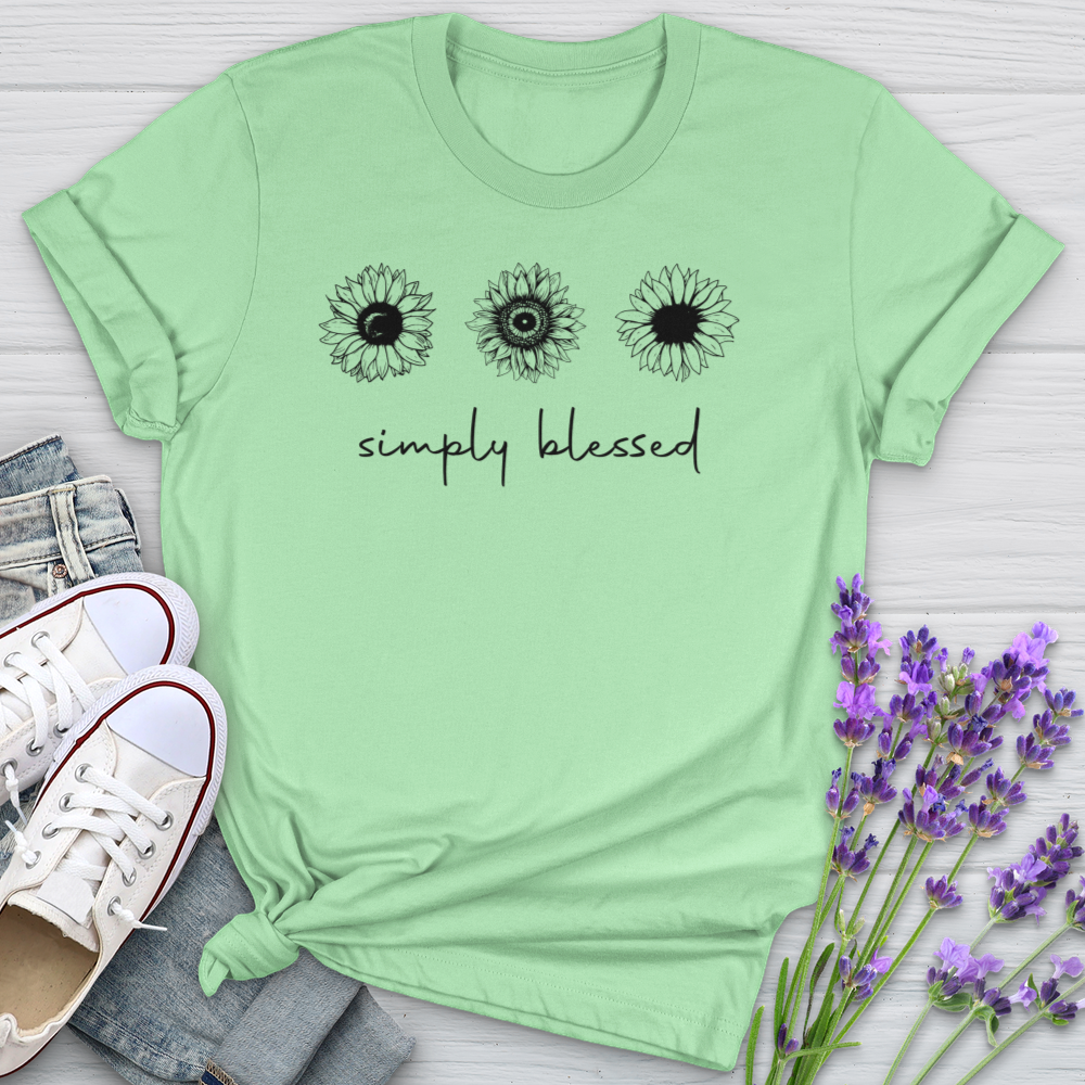 Simply Blessed Sunflower Pattern Softstyle Tee