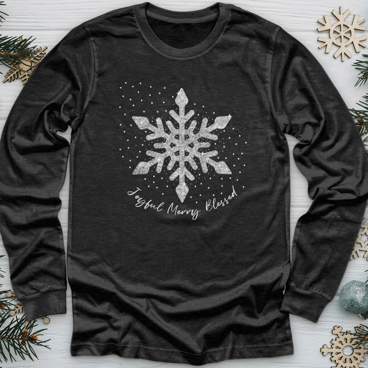 Snowflake Silver Glitter Long Sleeve Tee