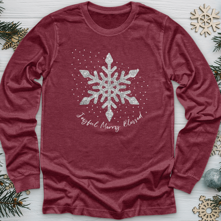 Snowflake Silver Glitter Long Sleeve Tee