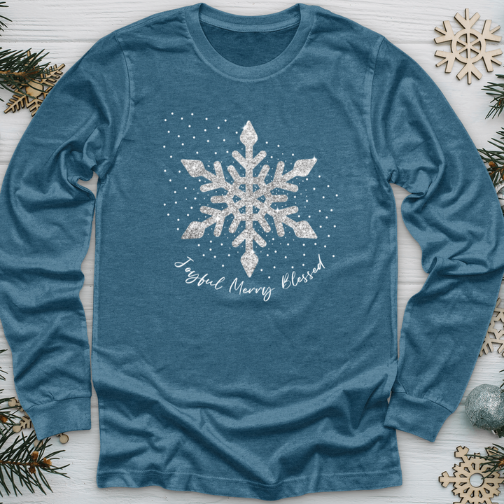 Snowflake Silver Glitter Long Sleeve Tee