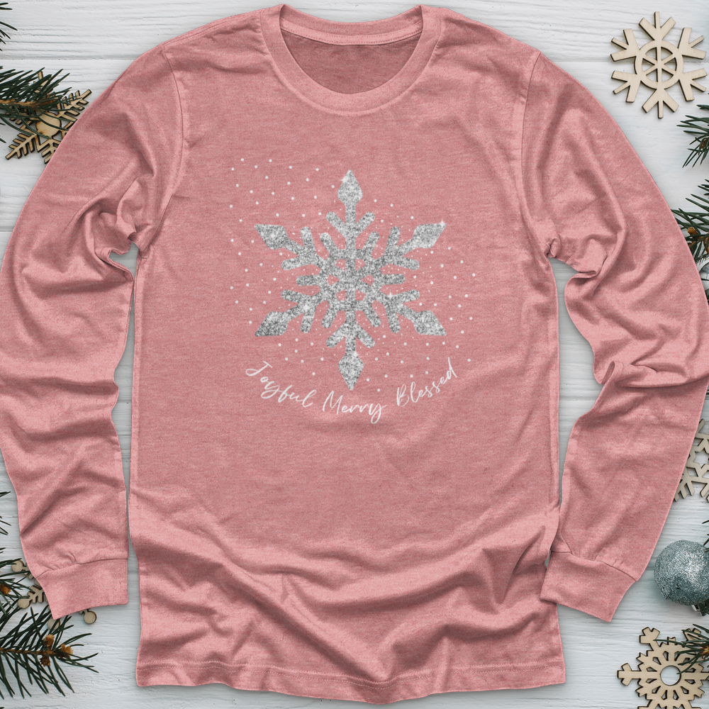 Snowflake Silver Glitter Long Sleeve Tee