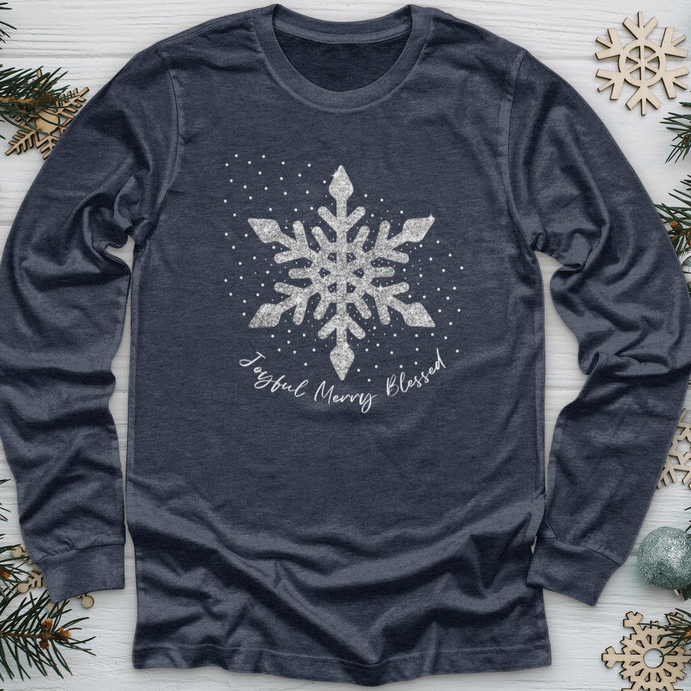 Snowflake Silver Glitter Long Sleeve Tee