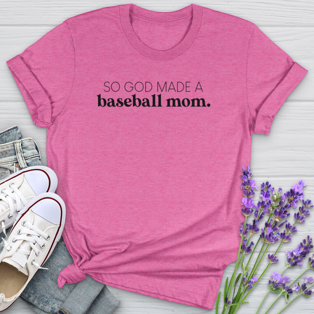 So God Made A Baseball Mom Softstyle Tee