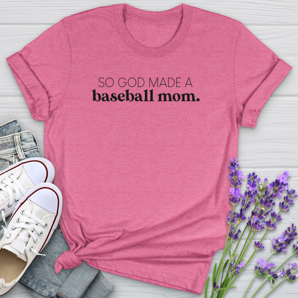 So God Made A Baseball Mom Softstyle Tee