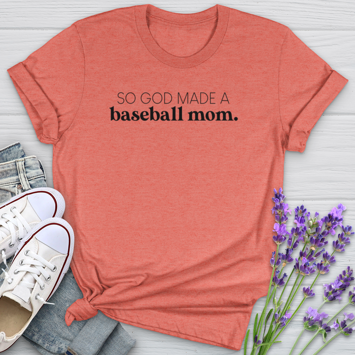 So God Made A Baseball Mom Softstyle Tee