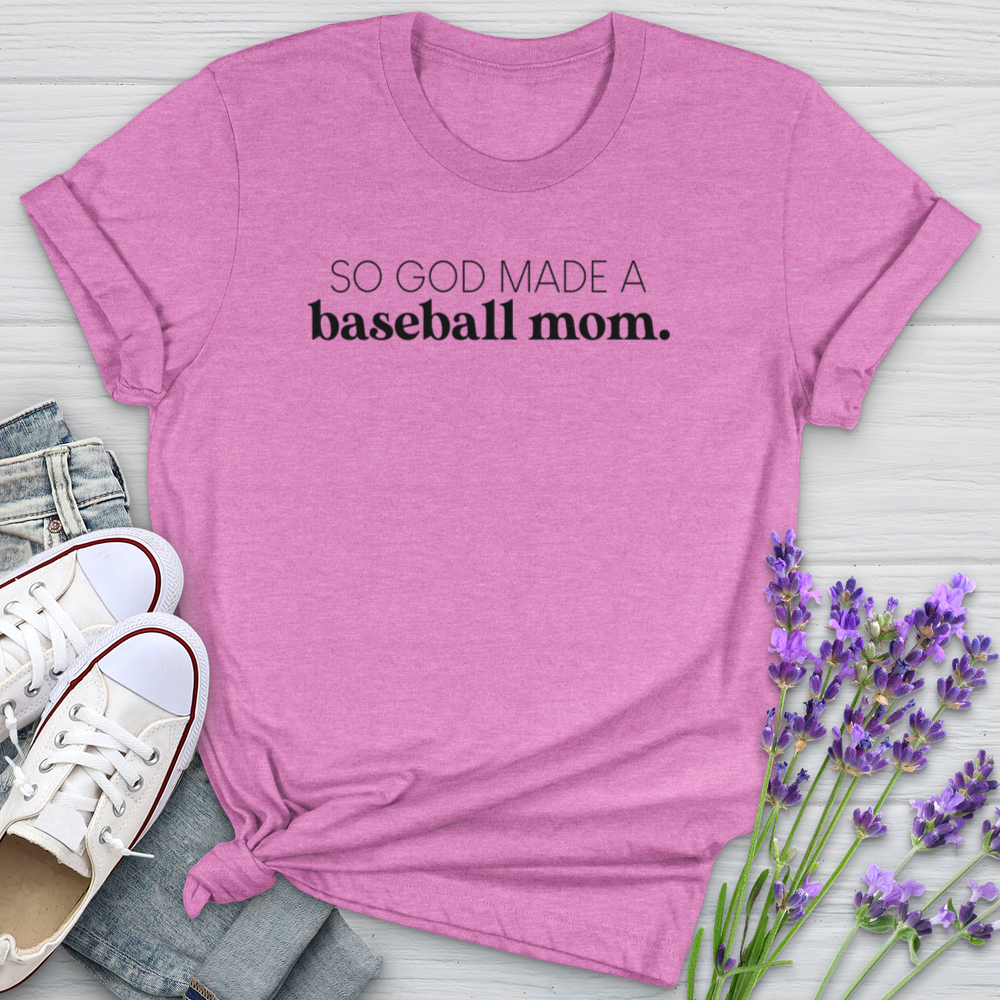 So God Made A Baseball Mom Softstyle Tee