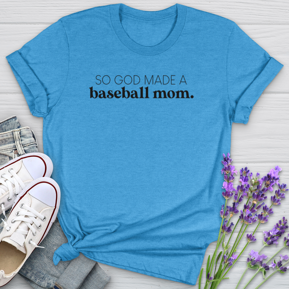 So God Made A Baseball Mom Softstyle Tee