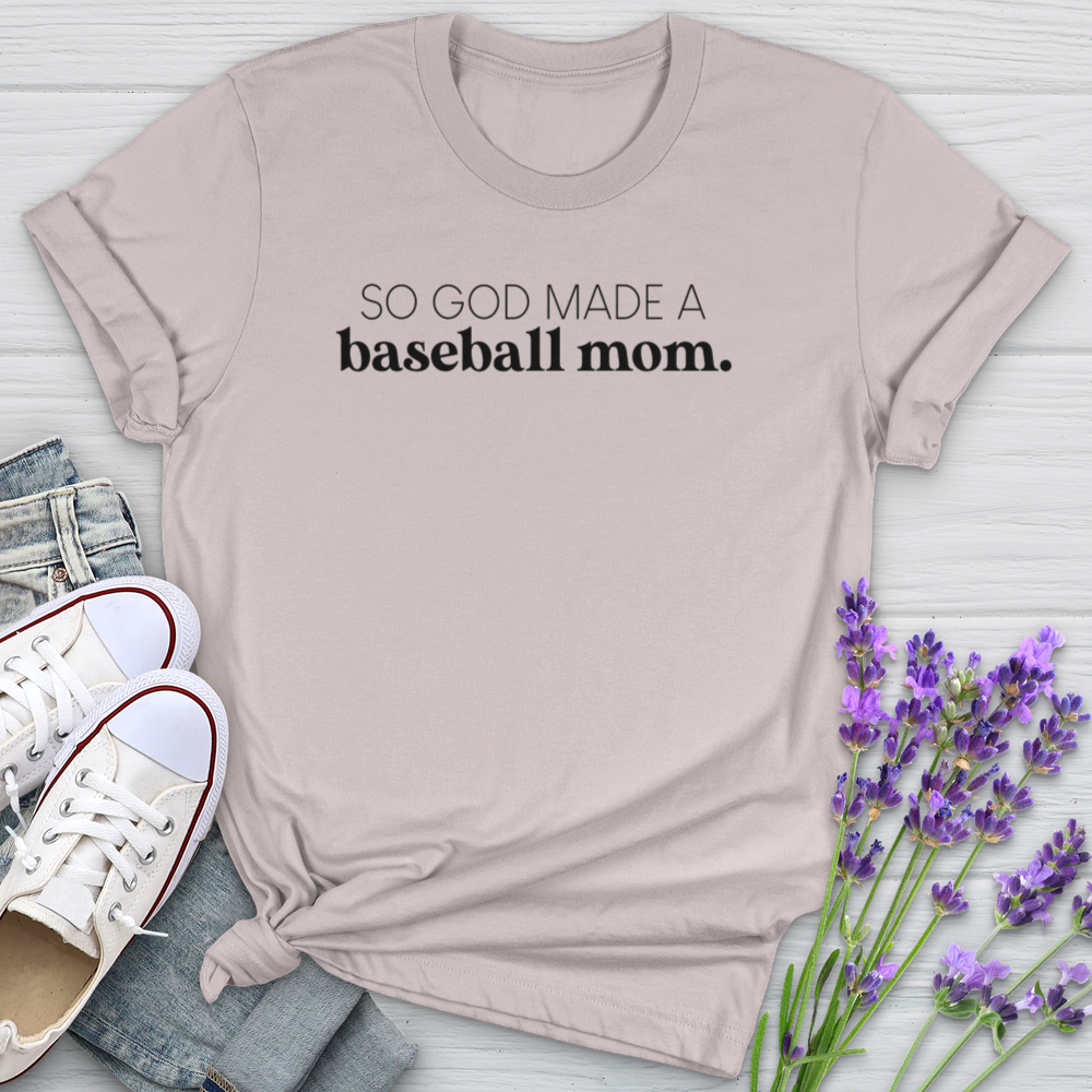 So God Made A Baseball Mom Softstyle Tee