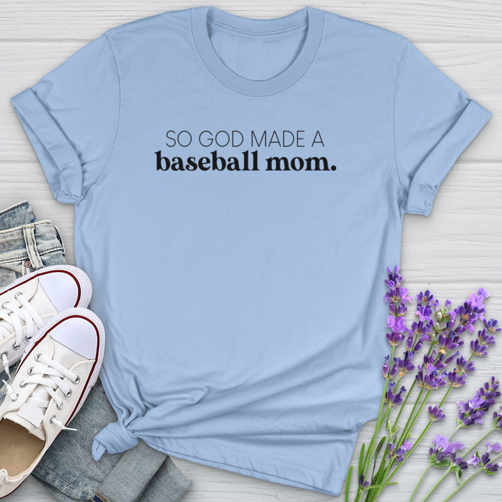 So God Made A Baseball Mom Softstyle Tee