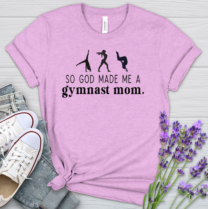 So God Made Me A Gymnast Mom Heathered Tee