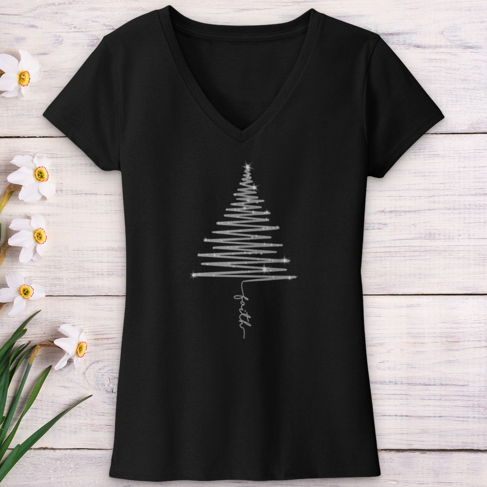 Sparkling Faith Tree V-Neck Tee