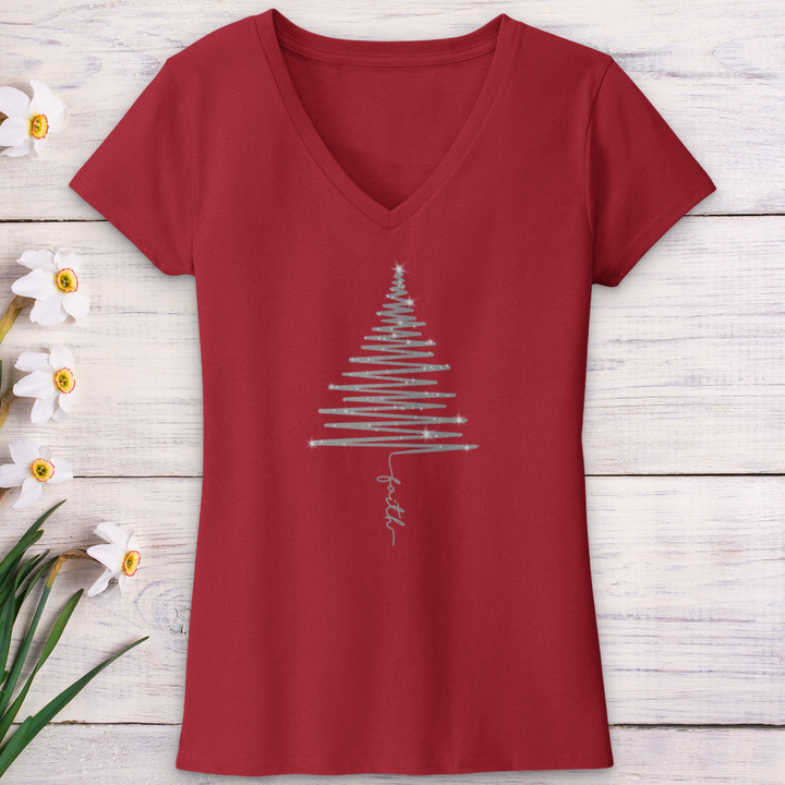 Sparkling Faith Tree V-Neck Tee