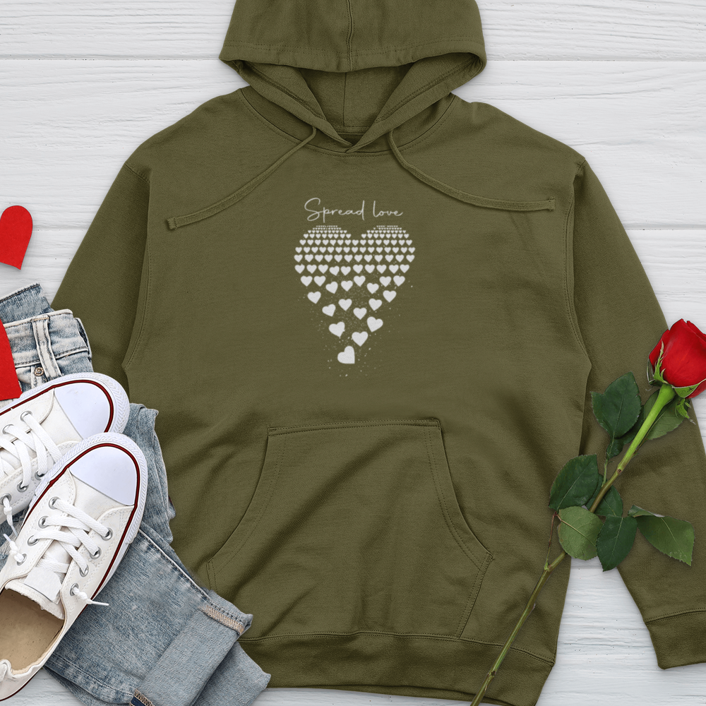 Spread Love Floating Hearts Midweight Hooded Sweatshirt