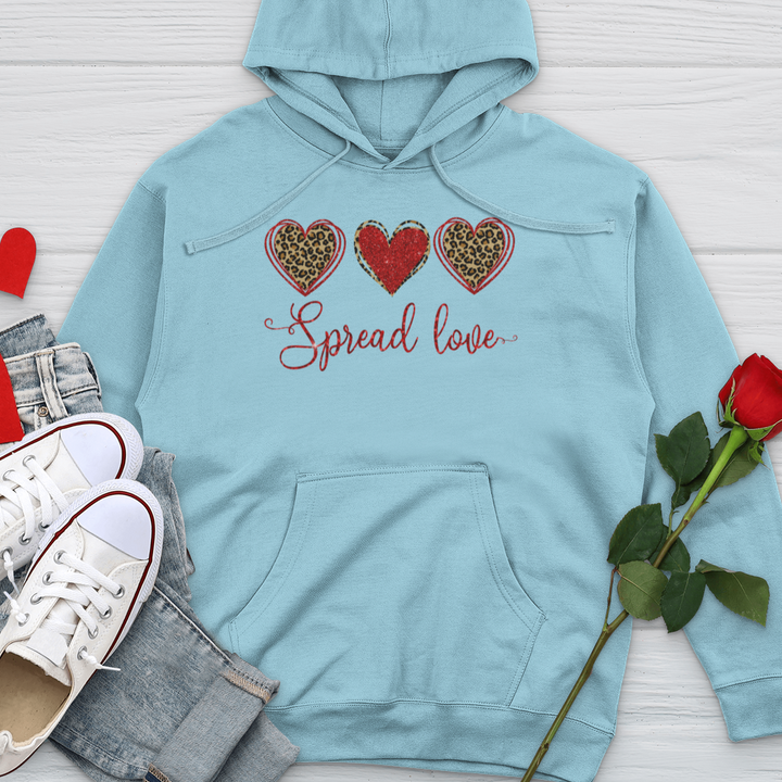 Spread Love Glitter Hearts Midweight Hooded Sweatshirt