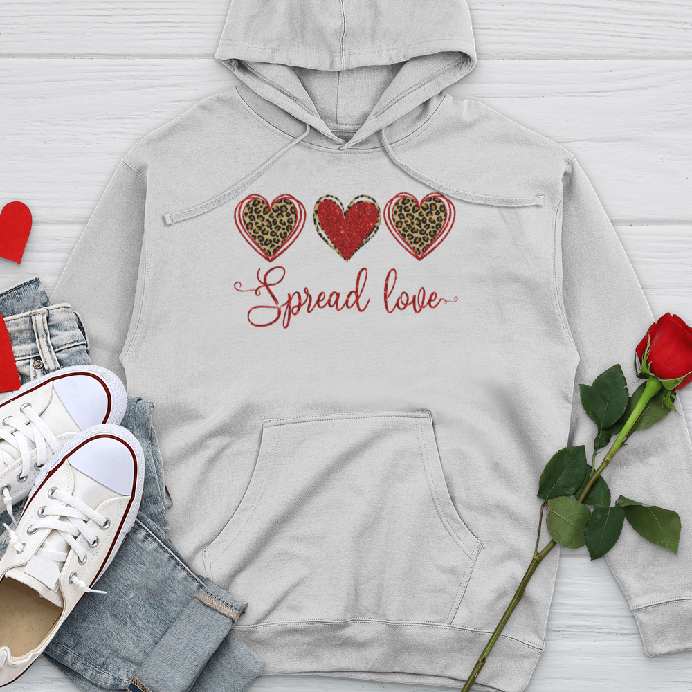 Spread Love Glitter Hearts Midweight Hooded Sweatshirt